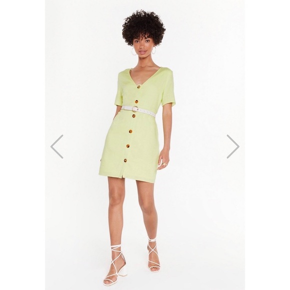 NWT Nasty Gal Spring Green Linen Dress🍈 - Picture 1 of 6